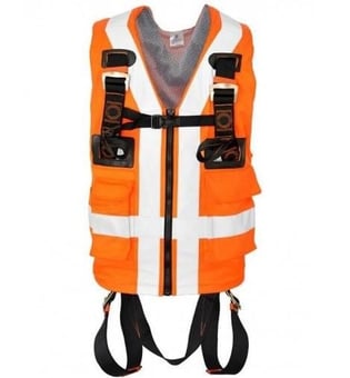 picture of Kratos Body Harness With Orange Hi Vis Work Vest - 2 Attachment Points - [KR-FA1030300]
