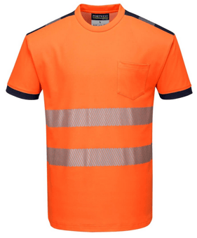 picture of Portwest - PW3 Hi-Vis T-Shirt Orange/Navy - PW-T181ONR