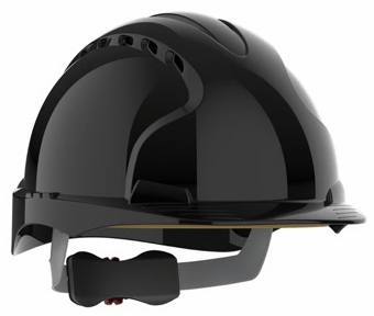 picture of JSP - Evo 3 Black Safety Helmet - Standard Peak - 3D Wheel Ratchet - Vented - [JS-AJF170-001-100]