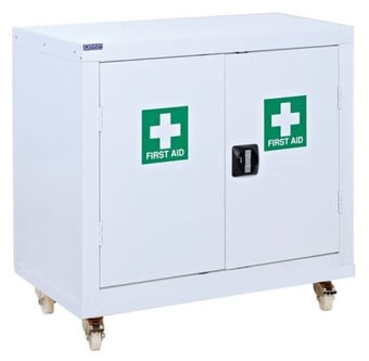 picture of QMP First Aid Mobile Cupboard - 1 Shelf - 840H x 900W x 460D mm - [QM-CF849046MWXX] - (LP)