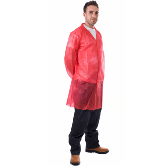 picture of Supertouch Red Non-woven Coats With Poppers - [ST-17121-5]