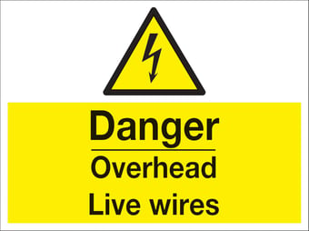 Picture of Danger Overhead Live Wires Sign - 600 x 450Hmm - Rigid Plastic [AS-WA138-RP]