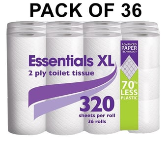 picture of Essentials XL Eco 2 Ply Toilet Roll - 320 Sheets - Pack of 36 - [MCS-L70LP2PLY320SHT]