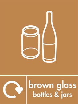 Picture of Recycling Signs - Brown Glass Bottles & Jars - 300 X 400Hmm - Rigid Plastic - [AS-WR29-RP]