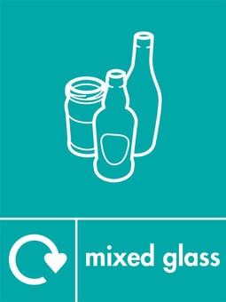 picture of Recycling Signs - Mixed Glass - 300 X 400Hmm - Rigid Plastic - [AS-WR30-RP]