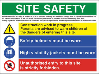 Picture of Site Safety / Children / Helmets / High Visibility / Entry Sign - 800 X 600Hmm - Duralite GRP - [AS-TUF41-DG]