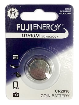 picture of Fuji Energy Lithium CR2016 Coin Cell - Pack of 1 - [BRH-CR2016FUEB1]