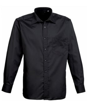 picture of Premier PR200 Long Sleeve Poplin Shirt - Black - RLW-PR200BLAC