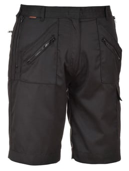 picture of Portwest - Black Action Shorts - Kingsmill 245g - 50+ UPF Rated Fabric to Block 98% of UV Rays - PW-S889BKR