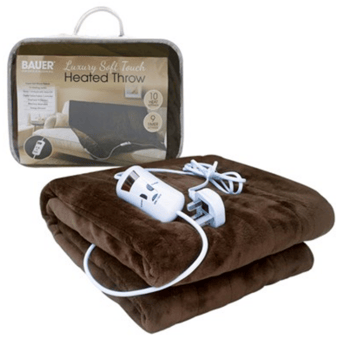 picture of Bauer Luxury Soft Touch Heated Throw Brown 120 x 160cm - [BNR-39040]