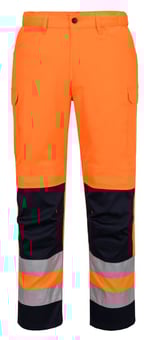 picture of Portwest T143 - Hi-Vis Mesh Panel Trousers - Orange/Navy - PW-T143ONR