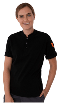 picture of Dennys Le Chef Pique Short Sleeve Chef Shirt - Black - BT-DF130-BLK