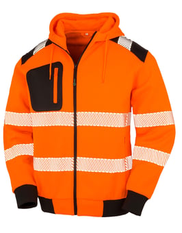 picture of Result Recycled Robust Zipped Safety Hoody - Fluorescent Orange - BT-R503X-FO