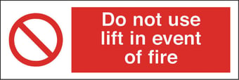 picture of Lift Fire Sign LARGE - 600 X 200Hmm - Rigid Plastic - [AS-PR114-RP]