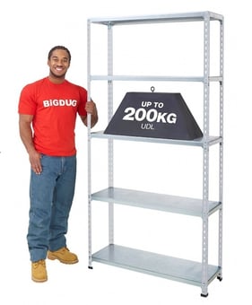 Picture of BiGDUG BiG200 Galvanised Shelving 5 Levels - Steel Shelves - 1830h x 915w x 610d mm - [BDU-B21809065ZZS]