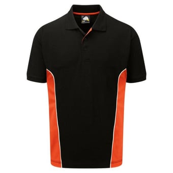 Picture of Silverstone Polycotton Men's Black/Orange Poloshirt - 220gm - ON-1180-10-BLK/ORA