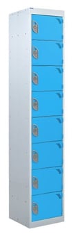 picture of QMP Tool Charging Locker - Solid Door - RCD Plug - 8 Compartment - Light Blue - 1800H x 300W x 450D mm - [QM-BR1830458USX]