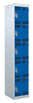 picture of QMP Tool Charging Locker - Perforated Door - Standard Plug - 5 Compartment - Dark Blue - 1800H x 450W x 450D mm - [QM-BL1845455BPX]