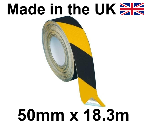 Black & Yellow Conformable Grip Anti-Slip Self Adhesive Tape - 50mm x 18.3m Roll - [HE-H3406-(B/Y)-(50)]