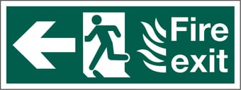 Picture of Fire Exit Pointing West Sign - Complies With Hospital Technical Memorandum 65 - 400 x 150Hmm - Rigid Plastic - [AS-HTM3-RP]