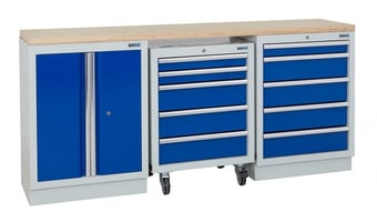 picture of BiGDUG 2041mm Wide Workbench - 1x Roll Cabinet - 5 Drawer Cabinet - Multiplex Worktop - [BDU-TGC1R4GBM] - (LP)