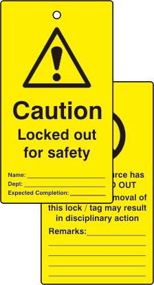 picture of Spectrum Lockout tags - Caution Locked out for safety - (Double sided 10 pack) - SCXO-CI-LOK082