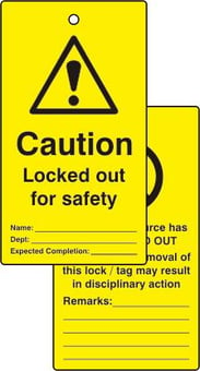 Picture of Spectrum Lockout tags - Caution Locked out for safety - (Double sided 10 pack) - SCXO-CI-LOK082