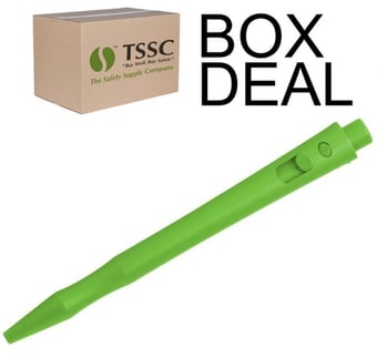 picture of Detectamet Detectable Retractable HD Pen Blue Ink - Green Housing - Green End MC - Box Deal 100 Pieces - [IH-DT101I01C44PA02]