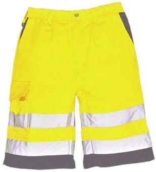 Picture of Portwest - Hi-Vis Poly-Cotton Shorts - Yellow/Grey - PW-E043YGY