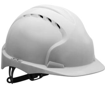 Picture of JSP - The New EVO 3 White Safety Helmet - Vented - Standard Peak & Slip Ratchet Harness - [JS-AJF160-000-100]