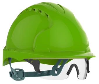 picture of JSP Evo 3 Vented Green Safety Helmet with Clear Evospec Visor - [IH-AJF160-000-300ES]