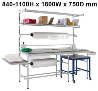 picture of QMP Pack Tek Dual Workbench Kit 3 - 840-1100H x 1800W x 750D mm - Laminate Worktop - [QM-BPD841875PL3]