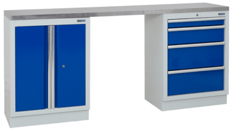 picture of BiGDUG 2041mm Wide Workbench - 2 Door Cupboard - 4 Drawer Cabinet - Stainless Worktop - [BDU-TGC103GBS] - (LP)