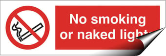 Picture of No Smoking or Naked Lights Sign LARGE - 600 X 200Hmm - Self Adhesive Vinyl - [AS-PR18-SAV]