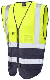 Picture of Lynton - Hi-Vis Yellow/Navy Superior Waistcoat - LE-W11-Y/NV