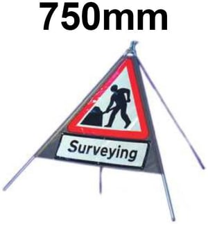 picture of Roll-up Traffic Signs - Surveying LARGE - Class 1 Ref BSEN 1899-1 2001 - 750mm Tri. - Reflective - Reinforced PVC - [QZ-7001.750.EF-V.750.SUR]