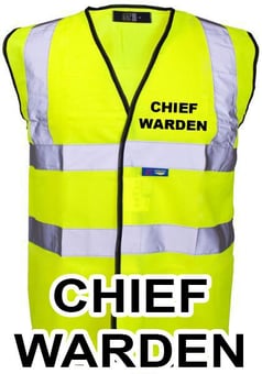 picture of Value Chief Warden Printed Front and Back in Black - Yellow Hi Visibility Vest - ST-35241-CW