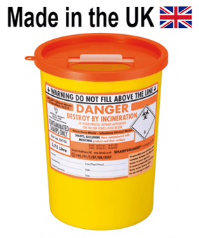 picture of SHARPSGUARD® Orange Lid 3.75 Ltr Sharps Bin NHS Code FSL086 BS7320:1990 - [DH-DD474OL]