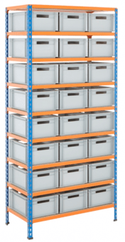 picture of BiGDUG BiG340 Shelving - 1980h x 915w x 455d mm - 24 x 15L Euro Containers - [BDU-UZK69424]