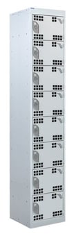 picture of QMP Tool Charging Locker - Perforated Door - RCD Plug - 8 Compartment - Light Grey - 1800H x 450W x 450D mm - [QM-BR1845458LPX]