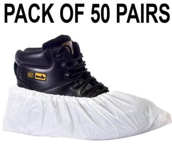 picture of CPE Disposable Overshoe - 16" - Easy Slip of Shoe Cover - White - 20gms - Bag of 50 Pairs - [ST-E16600]