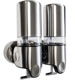 picture of Lunar Double Hand Operated Soap Dispenser in Brushed Stainless - [BP-WSDH2S]