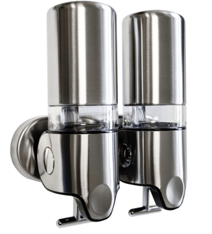 Picture of Lunar Double Hand Operated Soap Dispenser in Brushed Stainless - [BP-WSDH2S]