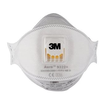 Picture of 3M 9322+ P2 FOLDABLE VALVED Dust/Mist Respirator Mask - Box of 10 - [3M-9322+-10] 