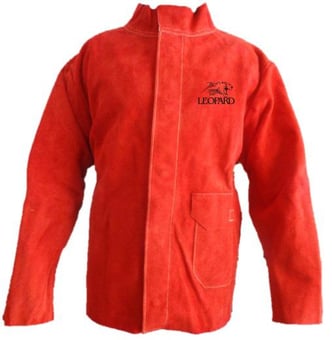 picture of Leopard Red Leather Welding Jacket - MH-RJ1010