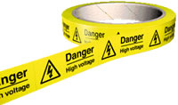 Picture of Hazard Labels On a Roll - Electric Flash Symbol - Danger High Voltage Labels - Self Adhesive Vinyl - 100 per Roll - Choice of Sizes - AS-WA162