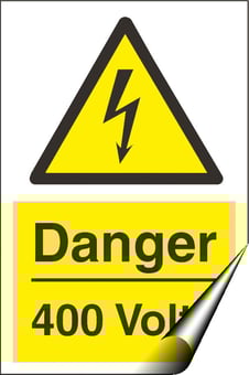Picture of Danger 400 Volts Sign - 200 x 300Hmm - Self Adhesive Vinyl - [AS-WA250-SAV]