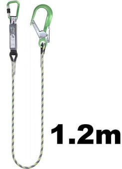 picture of Kratos Energy Absorbing Kernmantle Rope Lanyard - Aluminium Scaffold Hook And Karabiner - 1.2 Mtr - [KR-FA3051212]