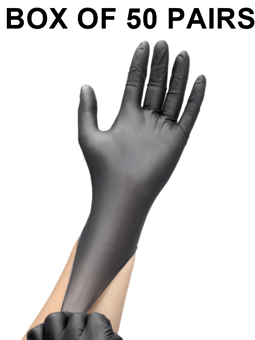 picture of Supreme TTF Disposable Black Nitrile / Vinyl Blended Powder Free Hybrid Gloves - Box of 50 Pairs - HT-KALO5.0