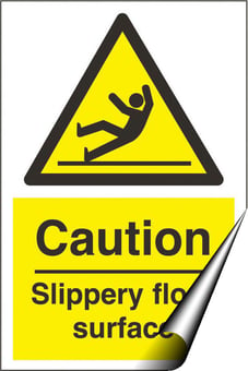 Picture of Caution Slippery Floor Surface Sign SMALL - 150 x 200Hmm - Self Adhesive Vinyl - [AS-WA39A-SAV]